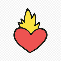 Doodle hand drawn heart drawing on white background