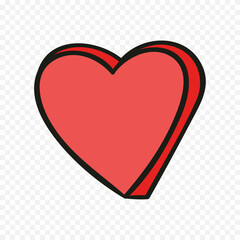 Doodle hand drawn heart drawing on white background