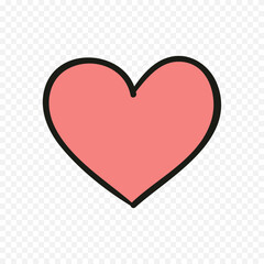Doodle hand drawn heart drawing on white background