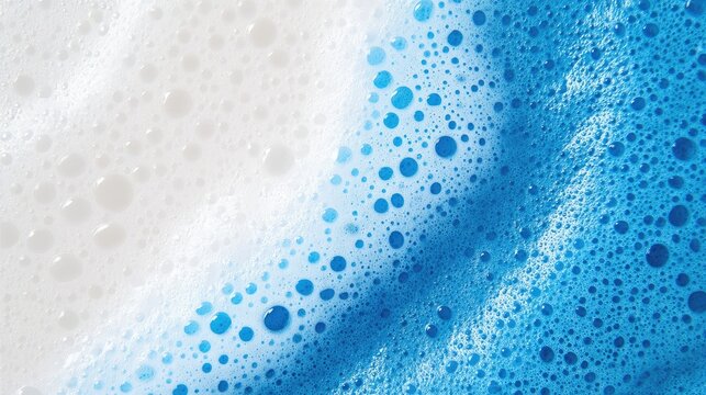 Frothy White and Blue Soap Bubbles Close-Up Abstract Background for Cleanliness and Hygiene Promotions