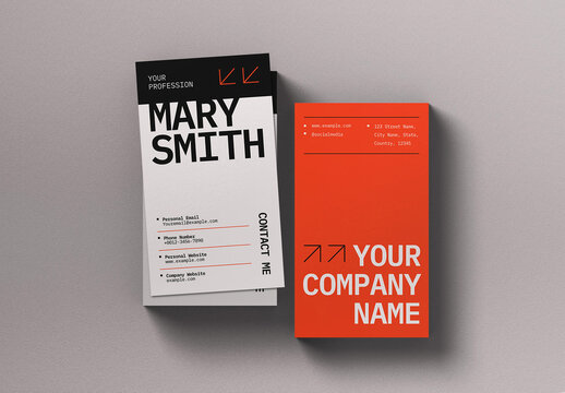 Orange Utilitarian Business Card Potrait Layout