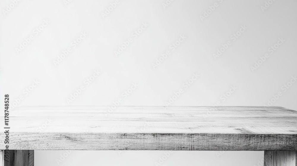 Poster light wood table surface with a seamless white background for text or product placement in a minimal