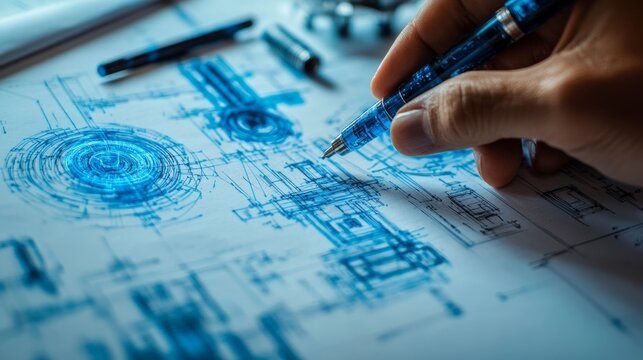 architect working on blueprints - Powered by Adobe