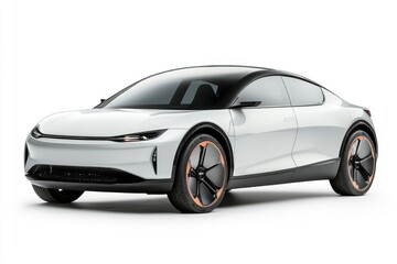 Naklejka premium Sleek White Electric Car Design Modern Vehicle