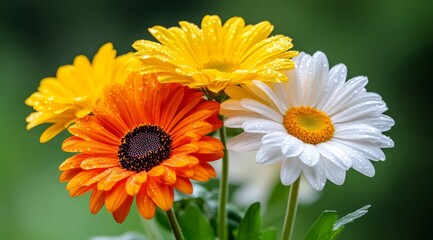 Obraz premium Vibrant Close Up of Colorful Flower Bunch Showcasing Intricate Petals and Lush Greenery in a Natural Garden Setting
