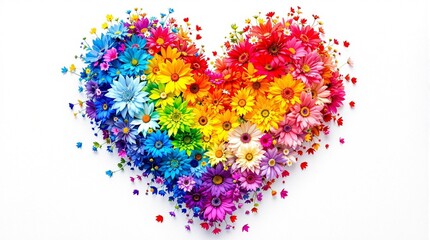 Rainbow flower heart symbolizing diversity and love perfect for lgbtq decor pride events valentines gifts wedding themes and inspirational posters