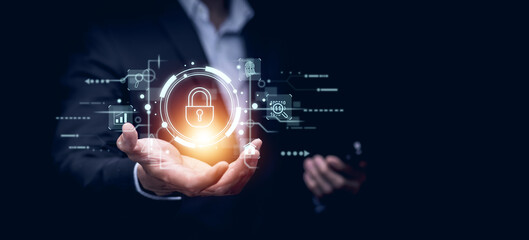 Cyber security and Security password login online concept  Hands typing and entering username and password of social media, logging in with smartphone to an online bank account, data protection hacker