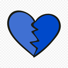 Doodle hand drawn heart drawing on white background