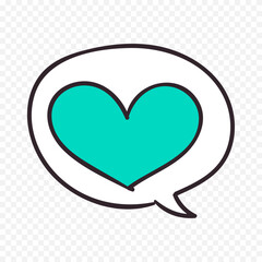 Doodle hand drawn heart drawing on white background