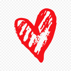 Doodle hand drawn heart drawing on white background