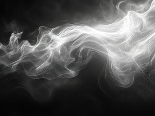 Obraz premium Black and white smoke texture background, mysterious flow banner, high contrast pattern