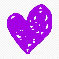 Doodle hand drawn heart drawing on white background