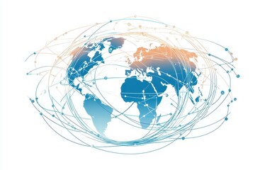 Visualization of global connectivity represented by interconnected networks across continents