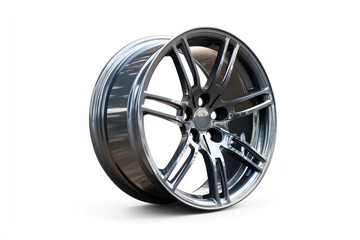 Obraz premium Shiny Dark Grey Alloy Wheel Design For Car