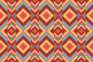 Ikat,Geometric, seamless, traditional ethnic, thai pattern, fabric pattern for textiles, rugs, wallpaper, clothing, sarong, wrapping, embroidery, print, background, cover, illustration, vector.
