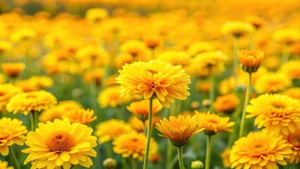Naklejka premium Vibrant field of yellow flowers in full bloom, nature, garden, vibrant, colorful, spring, blooming, floral, meadow, sunny, bright