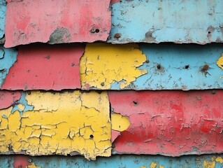 Weathered paint layers cracks worn surface decay vibrant colors texture history neglect past time change