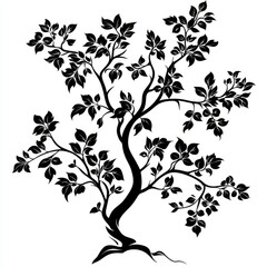 Obraz premium Elegant Black and White Tree Silhouette: Botanical Wall Art Print