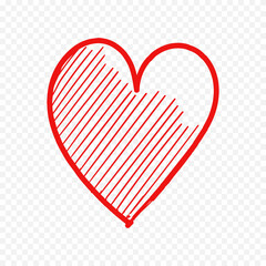 Doodle hand drawn heart drawing on white background
