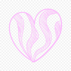 Doodle hand drawn heart drawing on white background