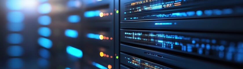 Server room infrastructure, exploring network hardware, cables and data center technology