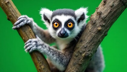 Obraz premium Curious Ring-tailed Lemur: A Vibrant Wildlife Portrait