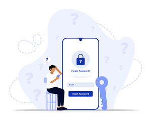 forgot password concept illustration. Suitable for landing page, ui, web, App intro card, editorial, flyer, and banner.