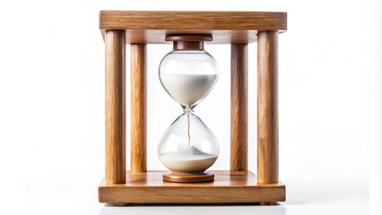 Sand hourglass with wooden frame isolated on background , hourglass, sand, time, countdown, vintage, retro, concept, deadline