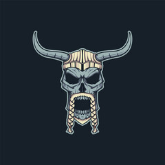 Ancient Viking warrior skull illustration