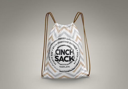 Drawstring Backpack Cinch Sack Front View Mockup