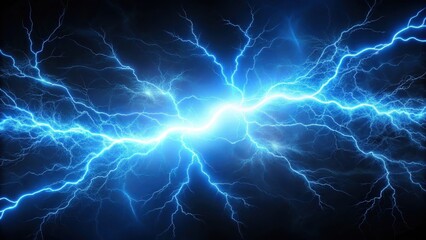 Abstract blue lightning strikes on dark background, lightning, abstract, blue, energy, power, storm, dramatic
