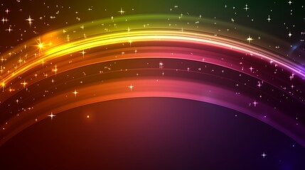 Obraz premium Abstract Colorful Arcs With Sparkling Stars Background