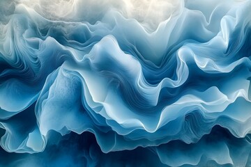 Fototapeta premium Serene Flow: Abstract Blue Waves with Flowing Textures and Light