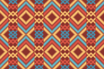 Ikat,Geometric, seamless, traditional ethnic, thai pattern, fabric pattern for textiles, rugs, wallpaper, clothing, sarong, batik, wrapping, embroidery, print, background, cover, illustration