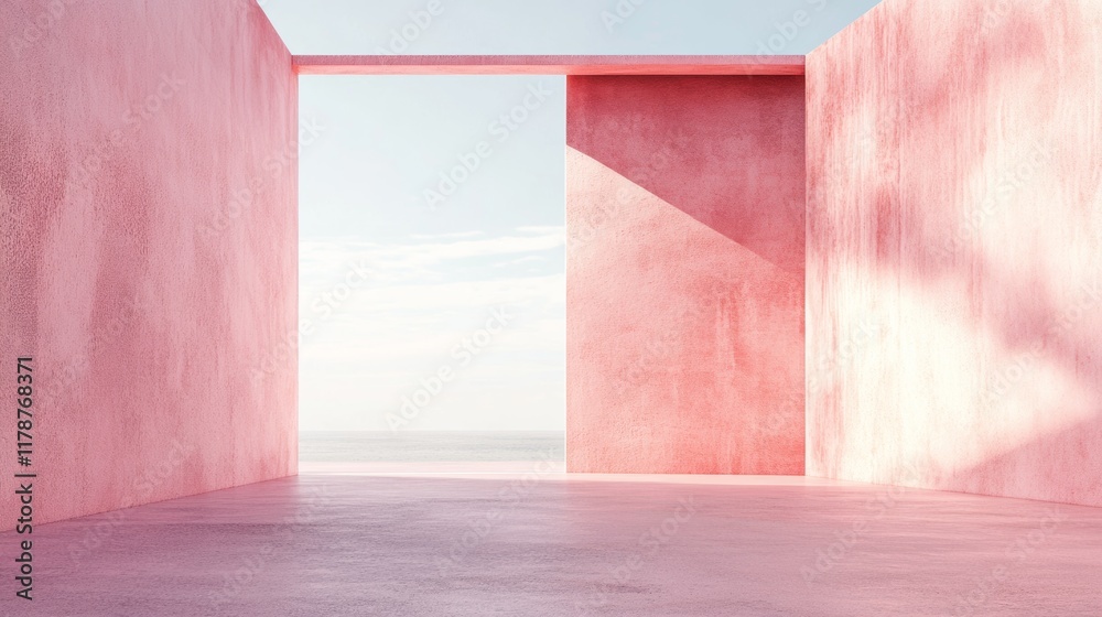 Wall mural Pink concrete surface, texture or background