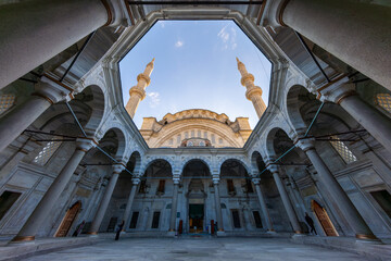A beautiful view of the Nuruosmaniye Camii, the mosque near the Grand Bazaar in Istanbul, Turkey
