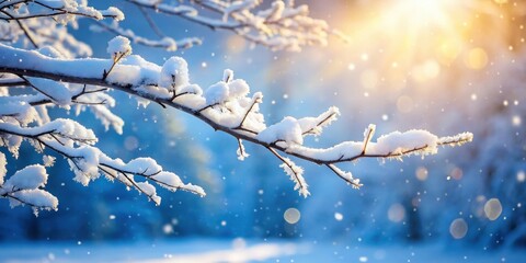 Snow-covered branch with beautiful winter scenery, branch, snow, tree, winter, cold, frost, nature, outdoor, icy, season, white