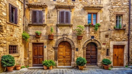 Fototapeta premium Medieval facade in Tarquinia, Italy , medieval, facade, architecture, historical, building, ancient, Italian, Tarquinia