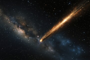 Cosmic collision showcasing galaxy interacting with a comet in vast universe