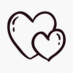 Doodle hand drawn heart drawing on white background