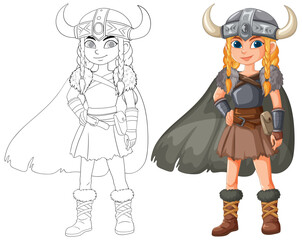 Viking Warrior Girl Illustration