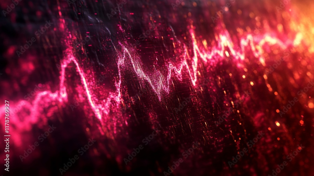 Leinwandbilder A digitally created visualization of heart waves pulsating in synchronization, with a gradient background transitioning from deep red to soft pink
