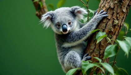 Fototapeta premium Adorable Koala Cub: A Charming Portrait in Lush Greenery