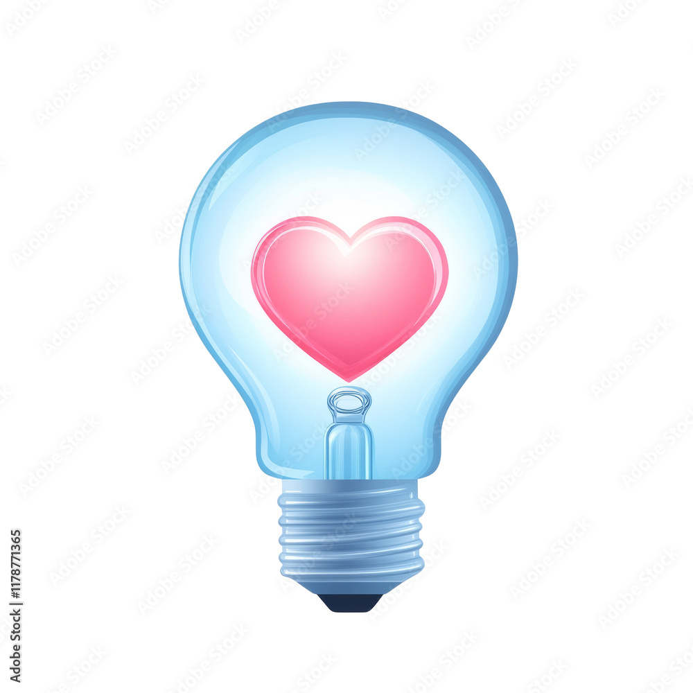 Poster the image shows a lightbulb with a pink heart inside symbolizing a loving idea or inspiration.