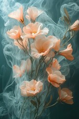 Flowers . They are encased in a luminous shell of purple smoke as if covered translucent .