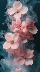 Flowers . They are encased in a luminous shell of purple smoke as if covered translucent .
