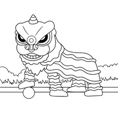 Barongsai Lion Dance Coloring Page