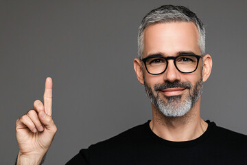 Obraz premium mature man pointing