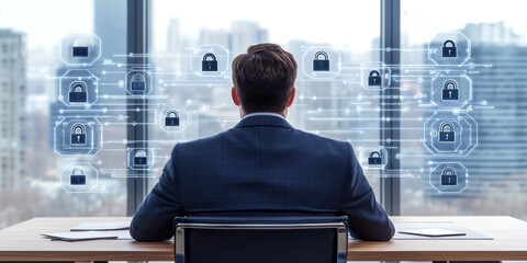 Analyzing cybersecurity strategies in modern business settings office environment digital content professional viewpoint