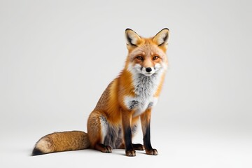 Fototapeta premium there is a red fox sitting on a white surface